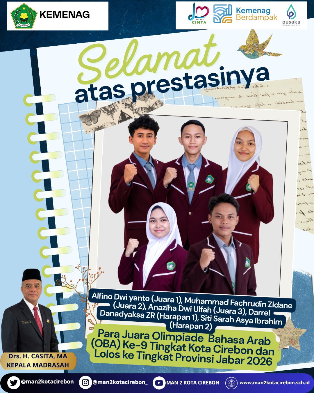 DAFTAR SISWA MAN 2 KOTA CIREBON JUARA OLIMPIADE BAHASA ARAB KE 9